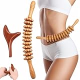 Faszienrolle Holz & Trigger Set,Faszienstab holz+Massagestäbchen Triggerpunkt,Massage Roller mit...