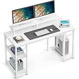 ODK Schreibtisch mit Regal Reversibel, Computertisch mit Monitorständer und Regalen, PC Tisch...