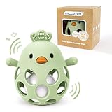 MCGMITT Silikon Beißring Greifling Baby mit Rassel – Flexibler Greifball in Hühnchenform...