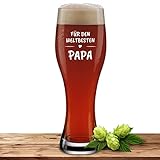 Weizenglas Für Den Weltbesten Papa - Bierglas 0,5l mit Laser-Gravur - Geschenk zum Vatertag,...