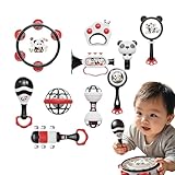 Demsyeq Baby-Rasseln – Panda-Handschüttel-Rasseln, pädagogisches Musikinstrument für Spielzeit,...