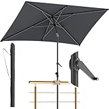 Menz Sonnenschirm Balkon 210x140 cm mit Schutzhülle, Anthrazit – UV50+ rechteckig knickbar mit...