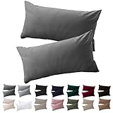 Soifox Kissenbezug 40 x 80 2er Set - Kopfkissenbezug 40x80 Anthrazit 100% Mikrofaser bügelfrei &...