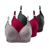 ZWDC 3er Pack BH Damen Ohne Buegel Vollschalen Bequem Guter Halt Große Brüste Wirefree Bra Super...