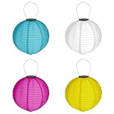 4er Set Solar LED Lampion Ø 20 cm Party Garten Laterne Bunt Deko Lampenschirm Lampe Kugel...