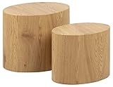 AC Design Furniture Rico Couchtisch in Wildeichenoptik 2er Set, Platzsparende Ovale Beistelltische...