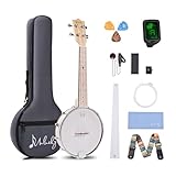 Mulucky Banjolele MBU-807 Banjo-Ukulele mit 4 Saiten, Konzertgröße 58,4 cm, geschlossene...