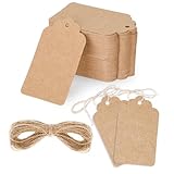 100 Stück Geschenkanhänger Kraftpapier, Geschenkanhänger mit Schnur Preisschild...