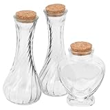 TOVINANNA 3 Stück Glas Wunschflaschen mit Korken Herzförmiger Behälter und 130 ml Schraubflaschen...