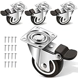 4er Set Möbelrollen 32 mm, Schwerlastrollen mit 4 Bremse, Rollen für Möbel, Transportrollen mit...