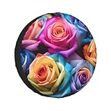 Ersatzreifenabdeckung mit Regenbogen-Rosen, universell passend für Anhänger, SUVs, LKWs und andere...