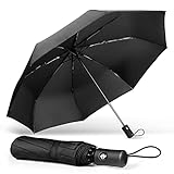 TechRise Regenschirm, klassisch, winddicht, automatisch, zusammenklappbar, kompakt, mit einem Knopf,...