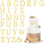 IOSPKKIO® 54Pcs Buchstaben Deko Torte Gold Kuchen Dekoration Geburtstag Acryl 2 Sets A-Z 3D...