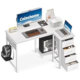Coleshome Eckschreibtisch, 100x70cm Schreibtisch L Form mit 4 Schubladen, Umkehrbarer Computertisch...