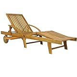 Casaria® Sonnenliege Holz Klappbar 160kg Belastbarkeit Tisch Fuß- und Rückenteil variierbar...