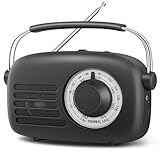 PRUNUS J-112 AM FM UKW Radio Klein, Tragbares Radio Batteriebetrieben oder DC 5V-Strom, Kofferradio...