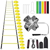 LECIPTEKB Fußball Trainingsset mit 8m Koordinationsleiter, Hütchen, Widerstandsbänder, Agility &...