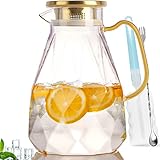 Yirilan 2.2 Liter 74 Unzen Karaffe,Glaskaraffe,Wasserkaraffe mit Deckel, Glaskanne, Karaffe Glas mit...