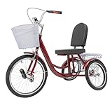 QRANSEUYXY Dreirad für Erwachsene, 3 Räder Fahrrad Erwachsene mit Körben, Citybike-Dreirad...