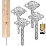 KOTARBAU® 4 St Pfostenträger 80x80mm Feuerverzinkt Stahl Betonanker für Pfosten Holzpfosten...