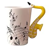 eKsdf Keramiktasse Musik Motiv Kaffeebecher mit Saxophon Henkel Lustige Teetasse Porzellan Tasse...