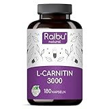 L Carnitin 3000-180 L-Carnitin Kapseln hochdosiert mit 3000 mg reinem L Carnitin Tartrat pro Tag -...