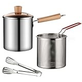 Frittichtopf, 3L -Griff -Edelstahl -Chip -Friteuse mit temperamentvollem Glasdeckel & Korb und...