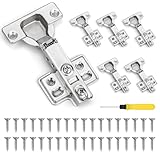 6 Stück Scharniere für Schranktüren, 110 Grad Softclose Scharnier, Topfscharnier 35mm, Schrank...