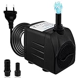 Awroutdoor Wasserpumpe Tauchpumpe, Ultraleise Teichpumpen,800L/H Aquariumpump für Teich Brunnen...