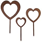EXTRAVAGANT® 3er Set Herzen Stecker Gartendeko Gartenstecker Gartenschild Grabschmuck...