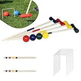 YRHome Krocket Spiel Outdoor Croquet Set Gartenspiel Krocketspiel Geschicklichkeitsspiel aus Holz...