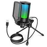 FIFINE Gaming Mikrofon PC, USB Microphone für Streaming Podcast Studio, mit Mikrofon Ständer und...
