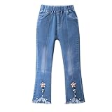Generisch Lässige Jeans für Kinder Mädchen, elastische Taille, Denim, weites Bein, Hose für...