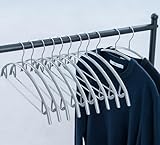 Cocomaya 42CM Silber No Shoulder Bumps Rutschfester, gummibeschichteter Metall-Kleiderbügel,...