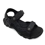 HEVA Sandalen Herren Leder Outdoor Sport Trekking Wander Sandalen (41 EU Schwarz)