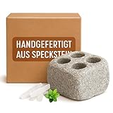 Saunastein Speckstein mit 4 Bohrungen | Handgefertigter Dampfstein für Sauna | Für langanhaltenden...