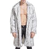 2024 Herren Pelzmantel Wintermantel Umlegejacke Warm Faux Lange Herrenmäntel Padres Jacke für...
