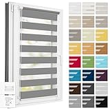 Estika Doppelrollo klemmfix ohne Bohren Nach maß - 27 Stoff Farben - Breite 30-129 cm - Höhe 120...