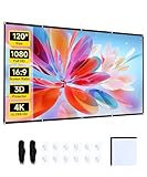 4K HD Projektor-Leinwand 16:9 120 Zoll, waschbar, knitterfrei, tragbar, faltbar, Filmleinwand mit...
