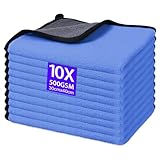 Gucass 10 STK Mikrofasertücher Auto, 500 GSM Poliertücher Auto Trockentücher, Putztücher Extrem...