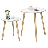 SONGMICS Beistelltisch-Set rund, 2 Moderne Sofatische, minimalistisch, skandinavischer Stil,...
