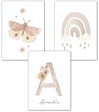 double critical Wandbilder Kinderzimmer Poster 3er Set Name personalisiert Bild Babyzimmer Boho...