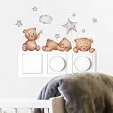 Herfair 6 Stück Schalter Aufkleber Licht, Bär Wandaufkleber, Wolken Wandsticker Babyzimmer Tiere...