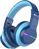 iClever Bluetooth Kinder Kopfhörer, Farbige LED-Leuchten, Kinderkopfhörer Over-Ear mit 74/85/94dB...