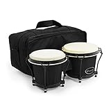 World Rhythm BON7 Bongos 6'' & 7'' Anfänger Eiche Bongo Drums - Matt Black Bongos mit gepolsterter...