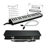 Tuyama® TMD-137 Melodica - mit Mundstück, Mundschlauch & Koffer - Grifftabelle inklusiv (37...