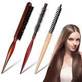 IHTZPA Rundbürste Klein, 3 Stück Fönbürste Rundbürste, Haarbürste Wildschweinborsten, Sleek...