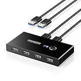 UGREEN USB Switch 2PC KVM USB Switch 2 In 4 Out für stabile Datenübertragung Umschalter mit 2 USB...