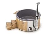 Finntherm Holz Badefass Stockholm aus Thermoholz, Whirlpool, Hot Tub Ø 200 cm, 8 Personen, inkl....