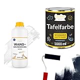 Creative Deco Set: Kreidefarbe Tafelfarbe Schwarz 1L + Grundierung Wand 1L | Für Wände, Möbel,...